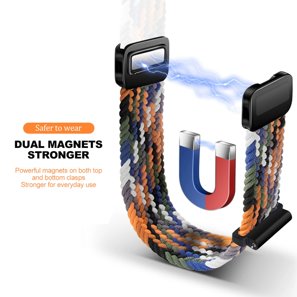 Nylon Braided Magnetic Wristband Bracelet - Universal Fit