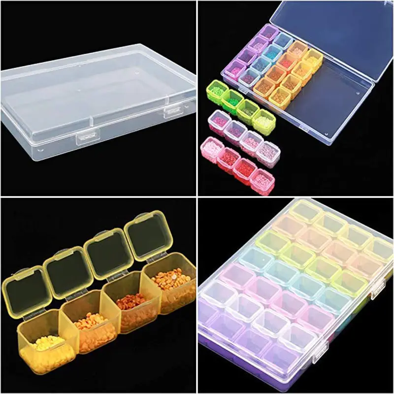 8/28/56 Grids 5D Diy Diamond Painting Box Organizer Case Diamond Embroidery  Accessories Storage Containers With 40Pcs Tool Kits