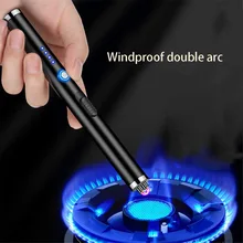  Metal Outdoor Windproof Plasma USB Pulse Single Arc Lighter Type-C Rechargeable LED Display Flameless Cigarette Lighter 