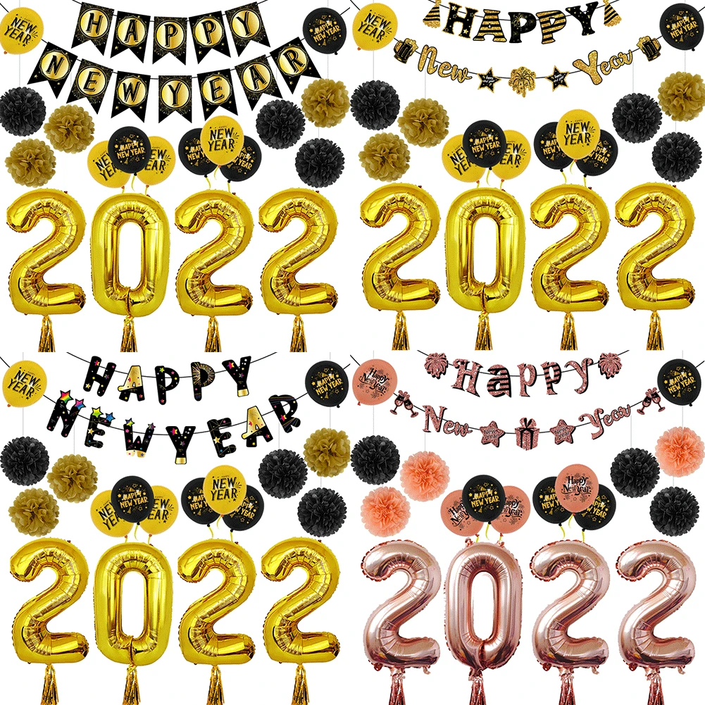 

Цифровой воздушный шар, новый год, цифровой воздушный шар, оптовая продажа, украшение для новогодвечерние, 2022 алюминиевая пленка, цифровой латексный новогодний воздушный шар