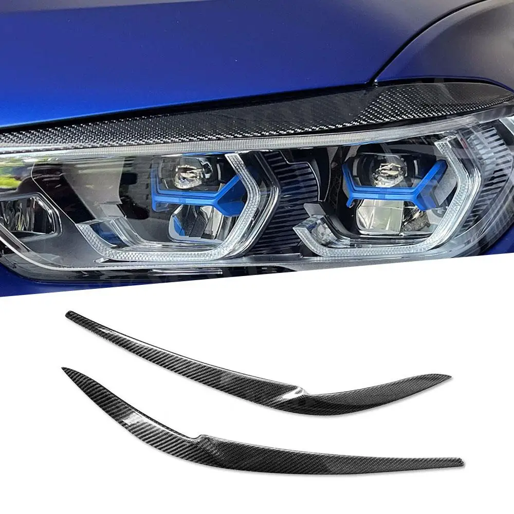 

Carbon Fiber Front Headlight Lamp Eyebrow Trim Hood Cover Sticker Exterior Parts Car-styling For BMW X5 G05 F95 X6 G06 2019-2022