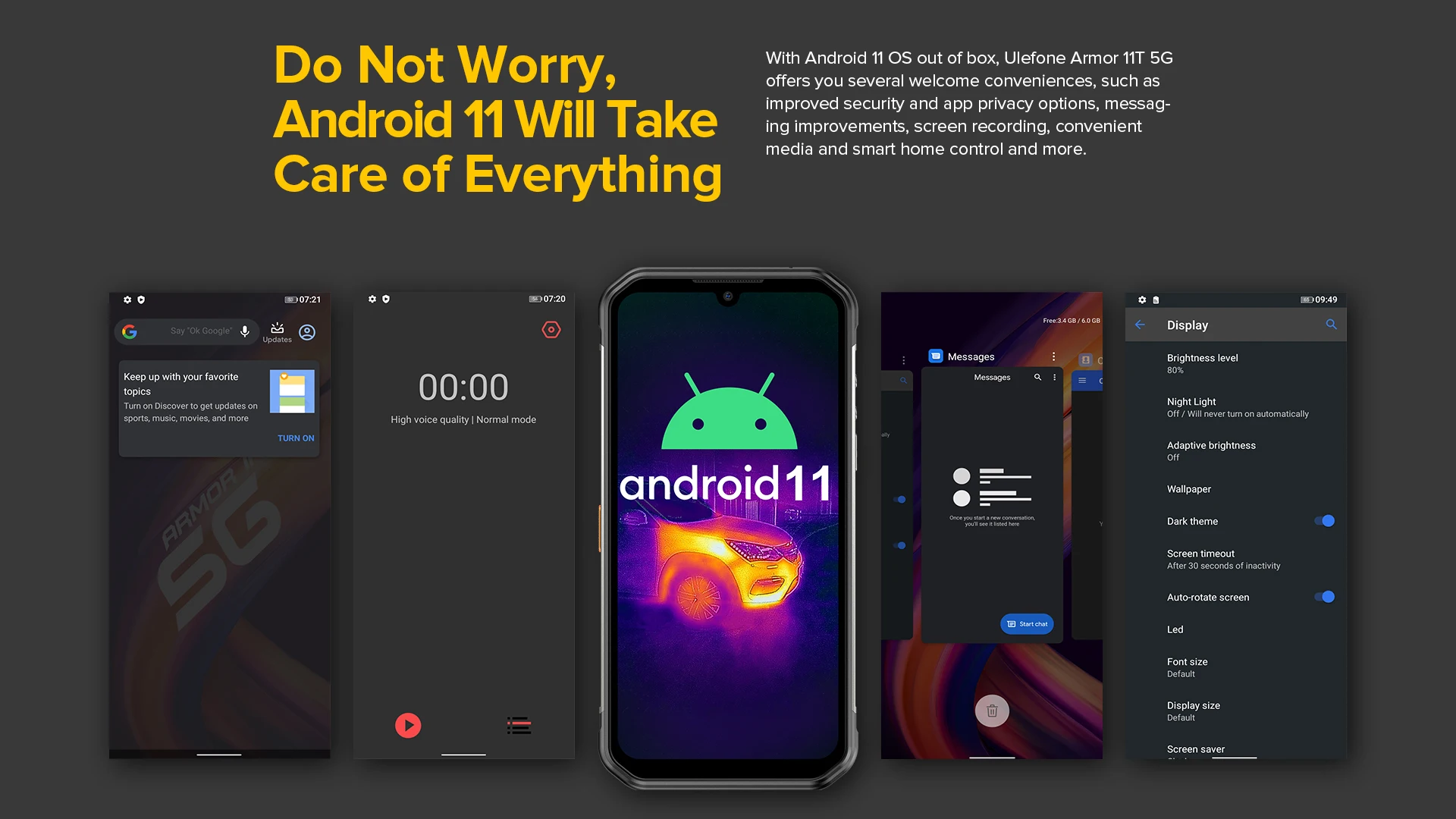 Ulefone Armor 11T 5G Rugged Mobile Phone 6.1" HD+ Thermal Imaging Camera Smartphone Android 11 8GB 256GB Waterproof Smart Phone 22 S390f1b0185a547f49dcbdd4dfdee1e09W