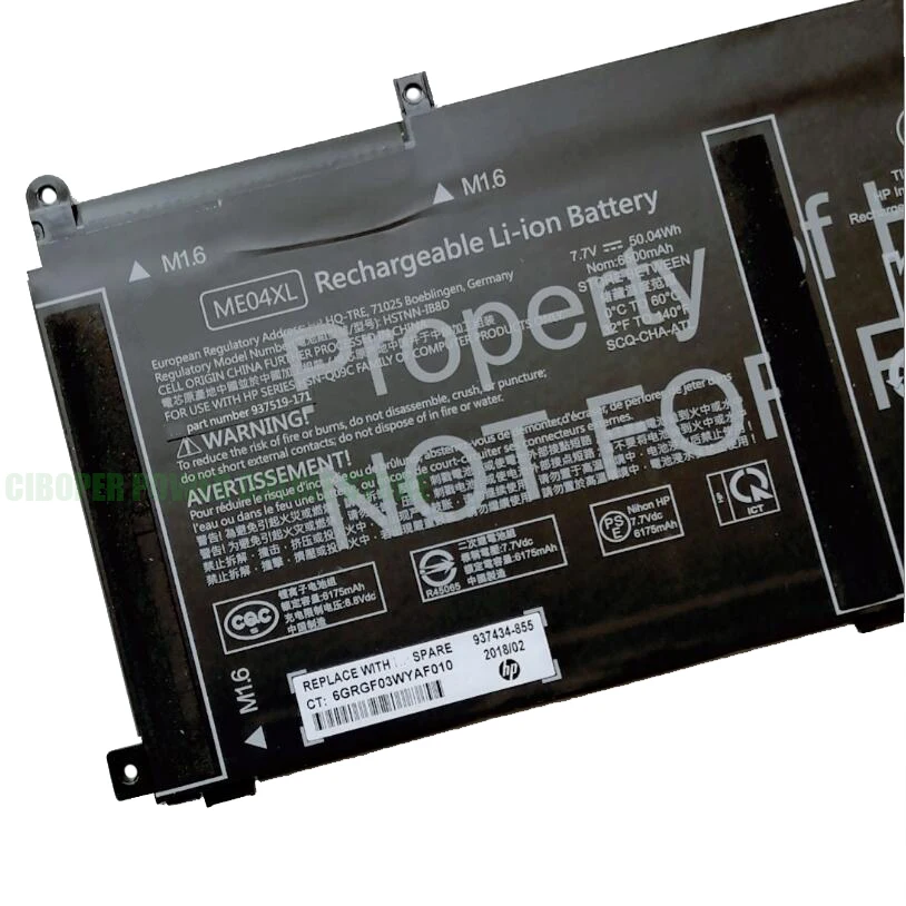 Bateria do Laptop Genuína Me04xl 7.7v 50.04wh 6500mah para Elite x2 1013 g3 Hstnn-ib8d 9375191c1 937434855 937519-171 Notebook cp - Imagem 2