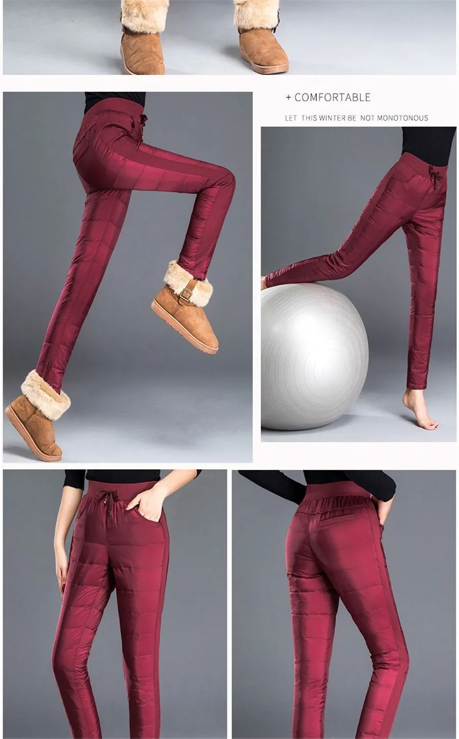 Mom's Winter Vintage Warm Thicken Pants Down Cotton High Waist Pencil Trousers Thick Snow Wear Skinny Oversized 4xl Pantalones