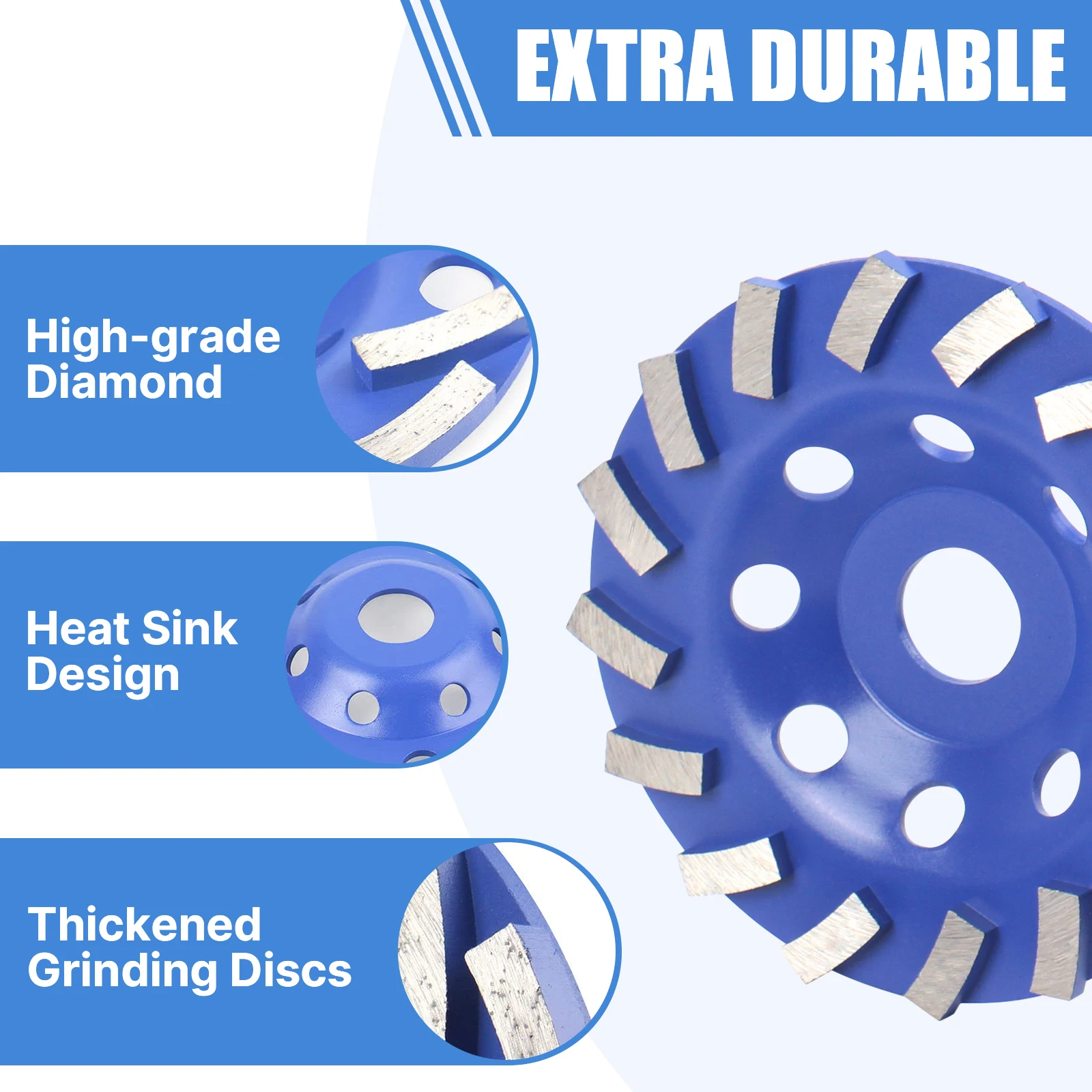 1Pc 5 inch Diamond Turbo Grinding Cup Wheel for Grinding Polishing Cleaning Surface Granite Concrete Stone Cement