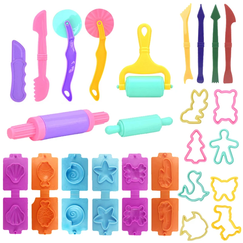 New Creative 3D Plasticine Tools Playdough Set Color Play Dough Model Tool  Toys Clay Moulds Deluxe Set