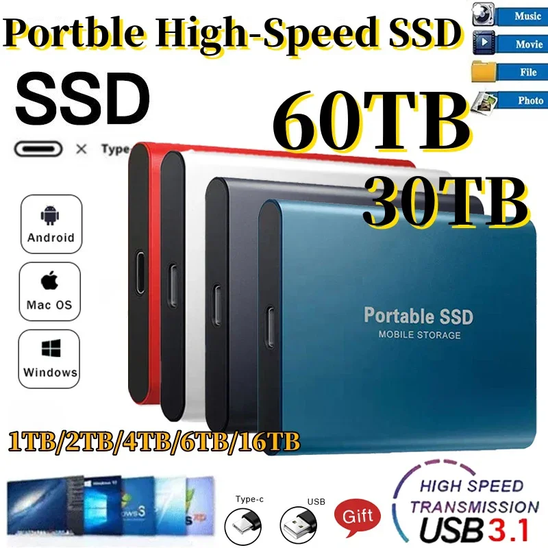 Solid State Drive Original SSD 2TB 1TB 4TB High-Speed External Hard Disk Type-c USB3.1 for Laptop notebook Desktop