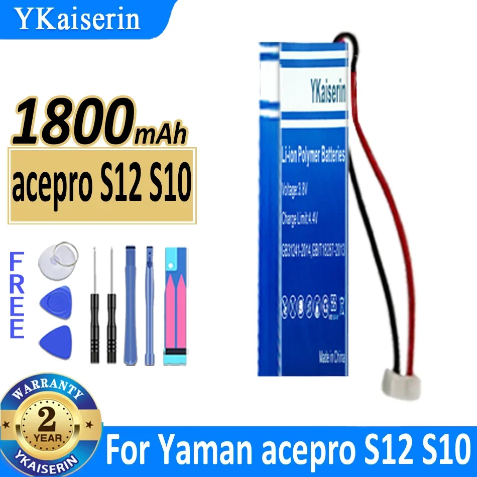 

Сменный аккумулятор ykaisсеребрин 1800 мАч для Yaman Acepro S12 S10, аккумулятор для косметических инструментов, гарантия 2 года, бесплатные инструменты