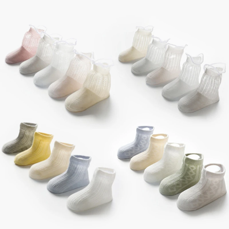 

5Pairs/lot Baby Socks Summer Spring Thin Mesh Cotton Kids Socks Lovely Girls Lace Socks Colorful Children Socks