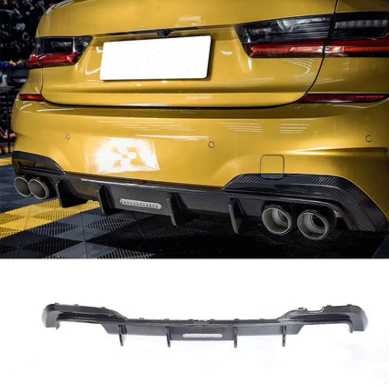 

Takd Style Carbon Fiber Rear Diffuser For BMW 3 Series G20 G28 Rear Bumper Lip With LED 2019-2021