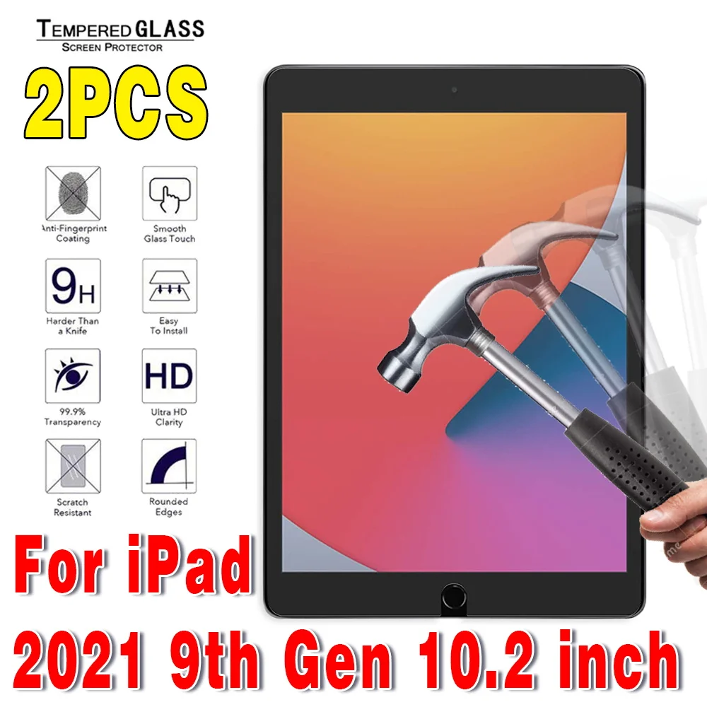 2 Pezzi Di Vetro Temperato Per Apple Ipad 9 ° Generazione 10.2 Pollici 2021 Tablet Protezione Dello Schermo Per Ipad 9 10.2 Vetro
