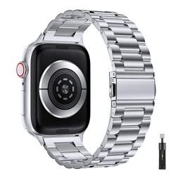 Sleek Stainless Steel Metal Strap for 42mm or 44mm (Silver and tool)