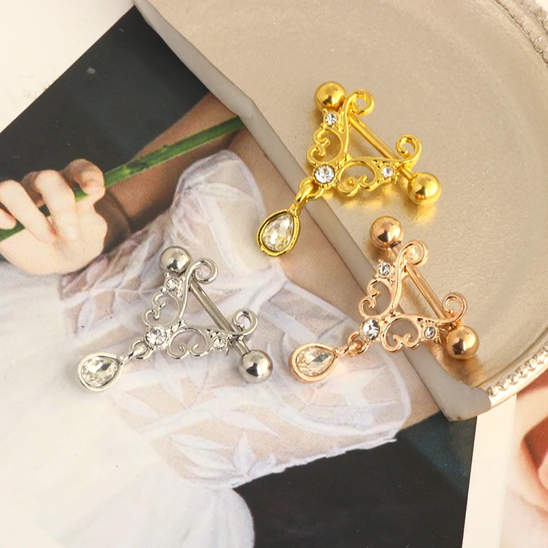 14G Nipple Rings for Women 316L Stainless Steel Heart Butterfly Moon CZ Flower Barbell Nipple Rings Set Cute Nipplerings Piercin