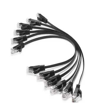 CAT6 플랫 UTP 이더넷 네트워크 케이블, RJ45 패치 LAN 케이블, 블랙, 블루, 화이트, 15cm, 50cm, 1m, 2m, 5m, 10m, 30m, 98FT, 6 팩