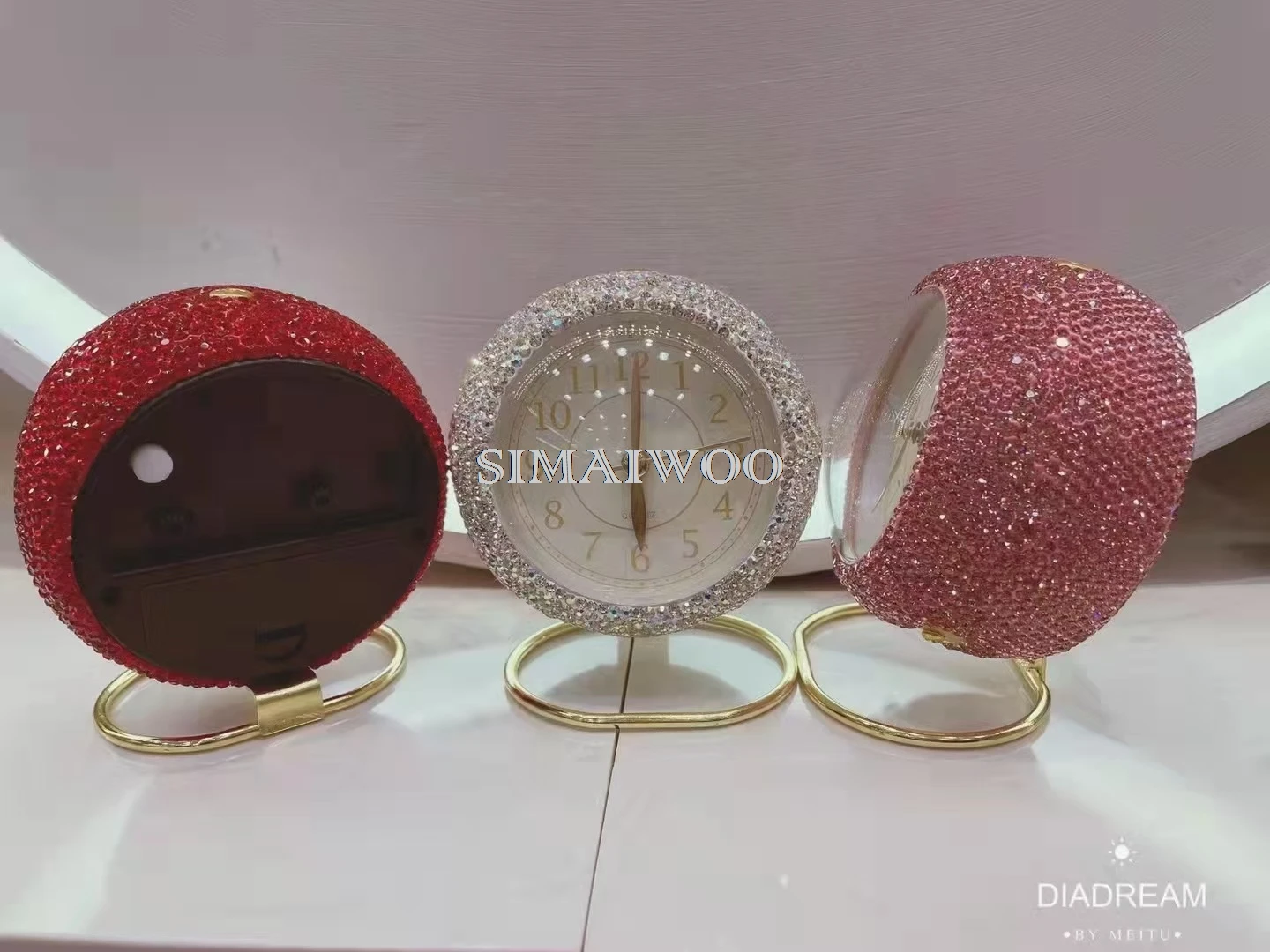 Funkelnde Uhr, luxuriös, glänzendes Glas, Strass, Handarbeit, Diamant, Kreuzstich, Geschenk, Mosaik, Stickerei, Hochzeit, dekorativ – Detail 9