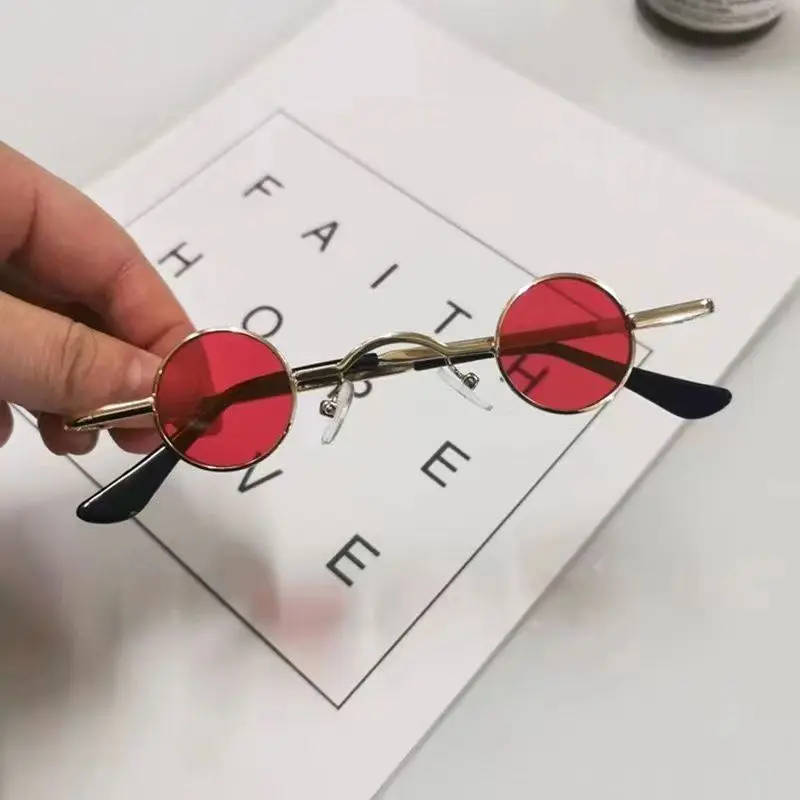 

Vintage Rock Punk Man Sunglasses Classic Small Round Sunglasses Women Wide Bridge Metal Frame Black lens Driving UV400 Eyewear