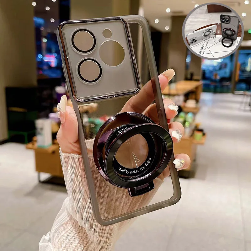 Magnetic Ring Bracket Holder Transparent Phone Case