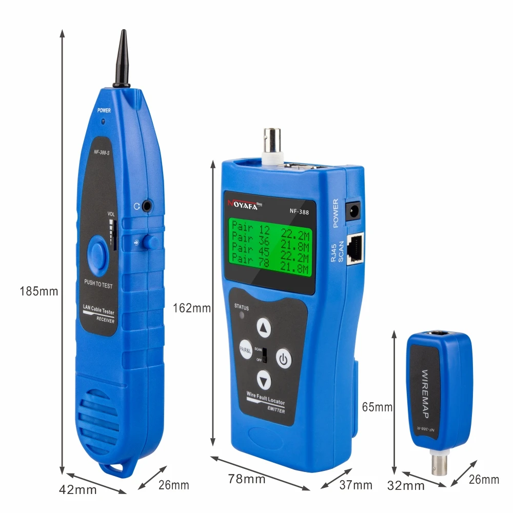 Noyafa Nf388 Multiuso Rede Lan Telefone Cabo Tester Jaques de Teste de Extremidade Distante Caça 5e 6e Fio Rastreador Medida Comprimento do Cabo - Imagem 4