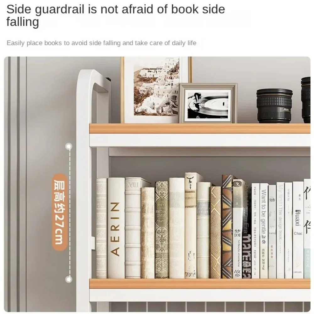 Bookcase With Grid Bookshelf Student Computer Desk Table Hole Board Table Wooden Shelves Desktop Multi-layer Wrought Iron Shelf