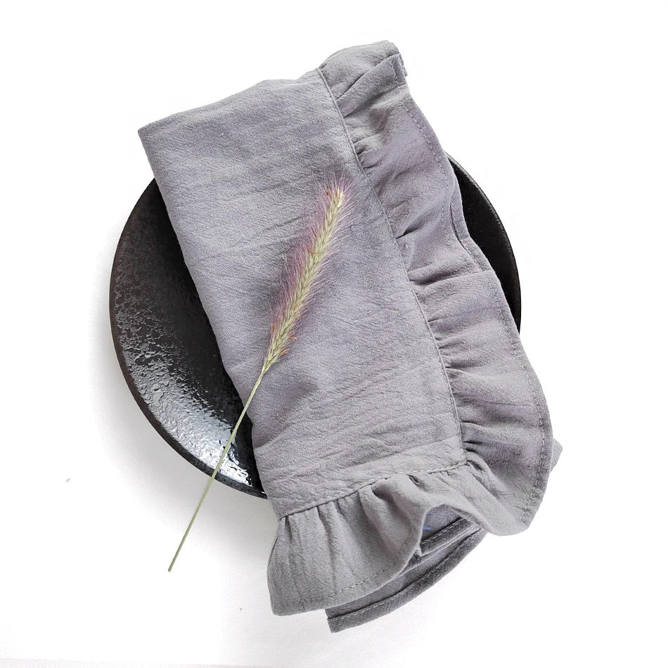 Flounced Cloth Napkins Cotton Ruffles Soft Wedding Decoration Home Table Decor Party Christmas Fishtail Tea Towel 4PCS 35x50cm cotton napkins