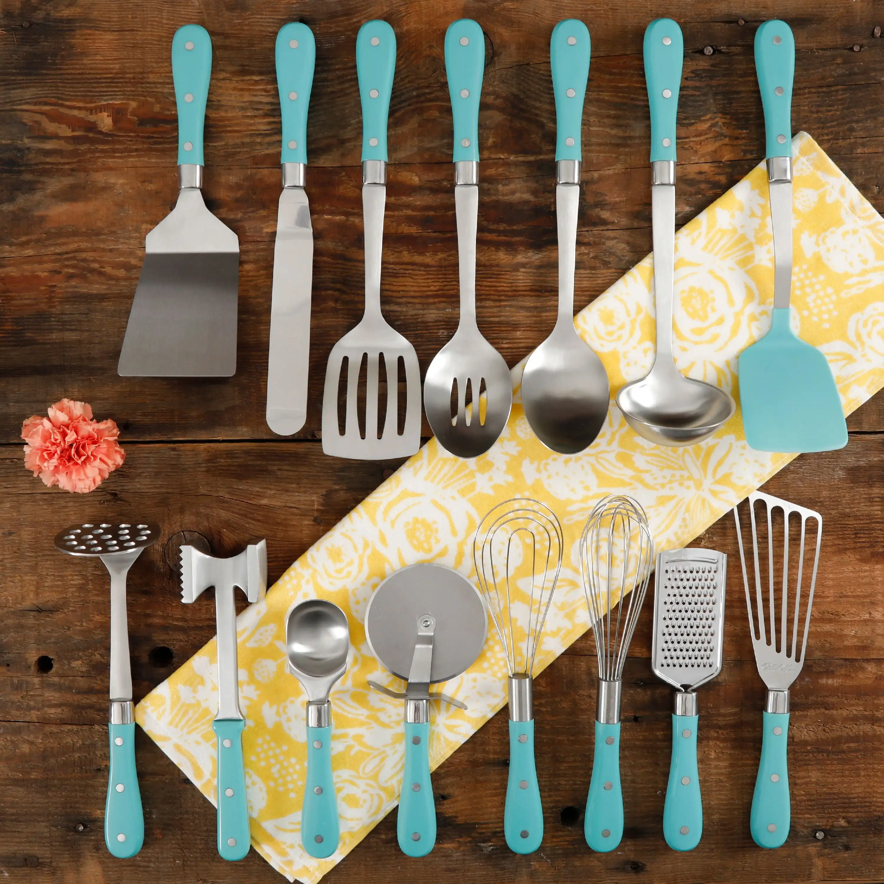 15 piece set of kitchen utensils and small tools,Made of Stainless Steel, Nylon and Riveted ABS Handles，Classic durable