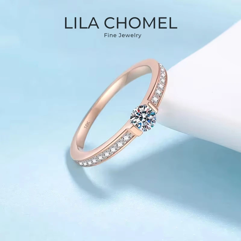 Women Wedding Band 18K Rose Gold Girl Friend Valentine's Day 0.3CT Moissanite Diamond Daughter Birthday Gift Rings Fine Jewelry 4