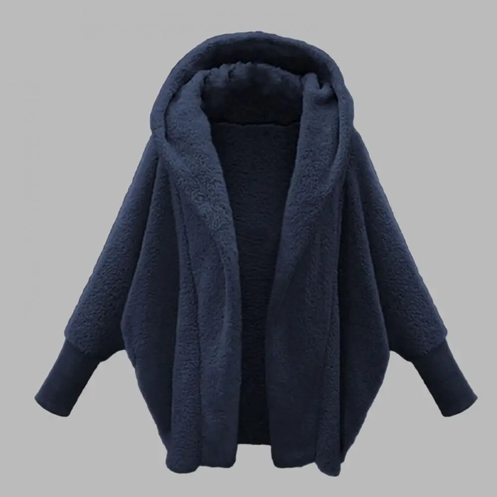 Plush Coat Thickened Warm Outwear Women's Plush Hooded Coat with Long Sleeve Solid Color Fleece Jacket for Autumn Winter Solid winter sweet jacket cute girl bear ears soft plush coat vintage thicken long sleeve kawaii jk lolita hooded outweare for women