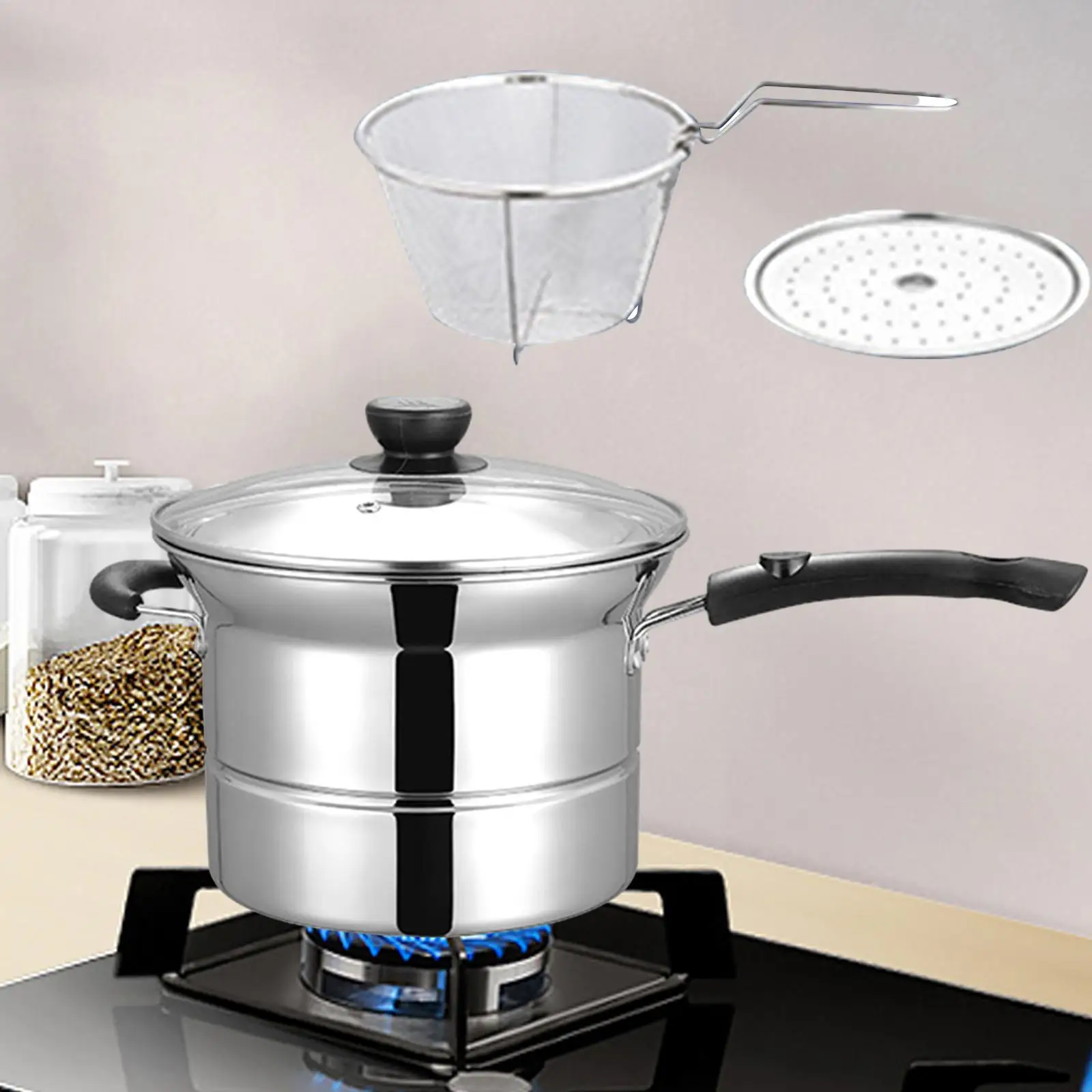 Stainless Steel Cooking Pot Spaghetti Soup Pot Cheese Portable Soup Milk Pot for Restaurants Hotel Restaurant Home Teahouse