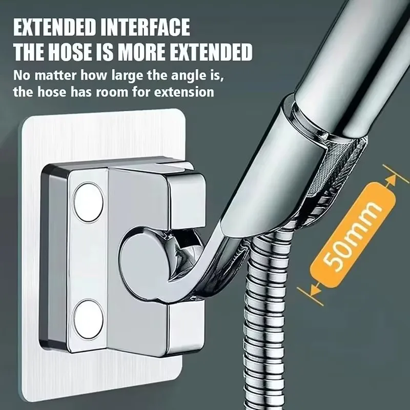 1pc Shower Head Holder Multi Angle Adjustable Self Adhesive Wall Mount Stand Bathroom Universal Shower Base