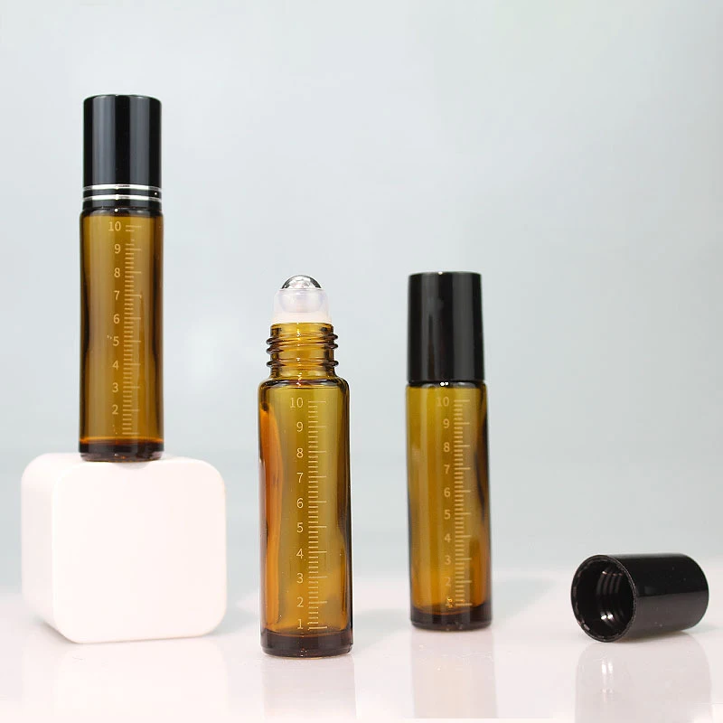 10ml Empty Amber Thick Roll On Glass Bottles with Stainless Steel Roller Ball For Essential Oil Refillable Bottles 2024 3