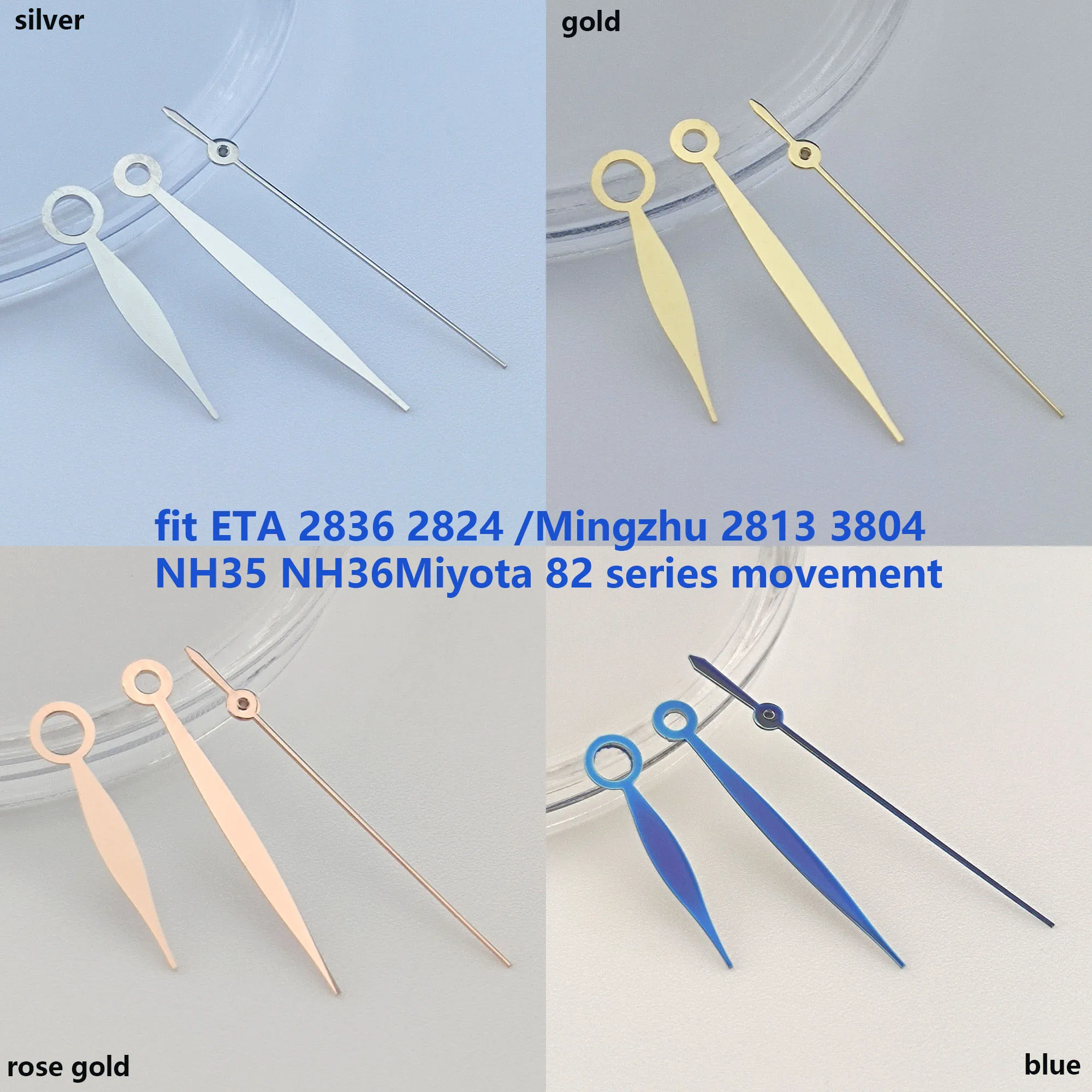 

silver/gold/blue/rose gold Watch hands fit NH35 NH36 ETA 2824 2836 Miyota 8205 8215 821A Mingzhu DG2813 3804 movement