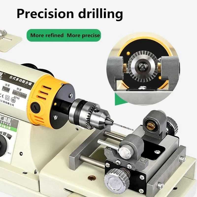 220V 750W 5 IN 1 Multifunctional Desktop Polishing Machine Jade Carving Grinding Cutting Machine Round Bead Punching Machine 4