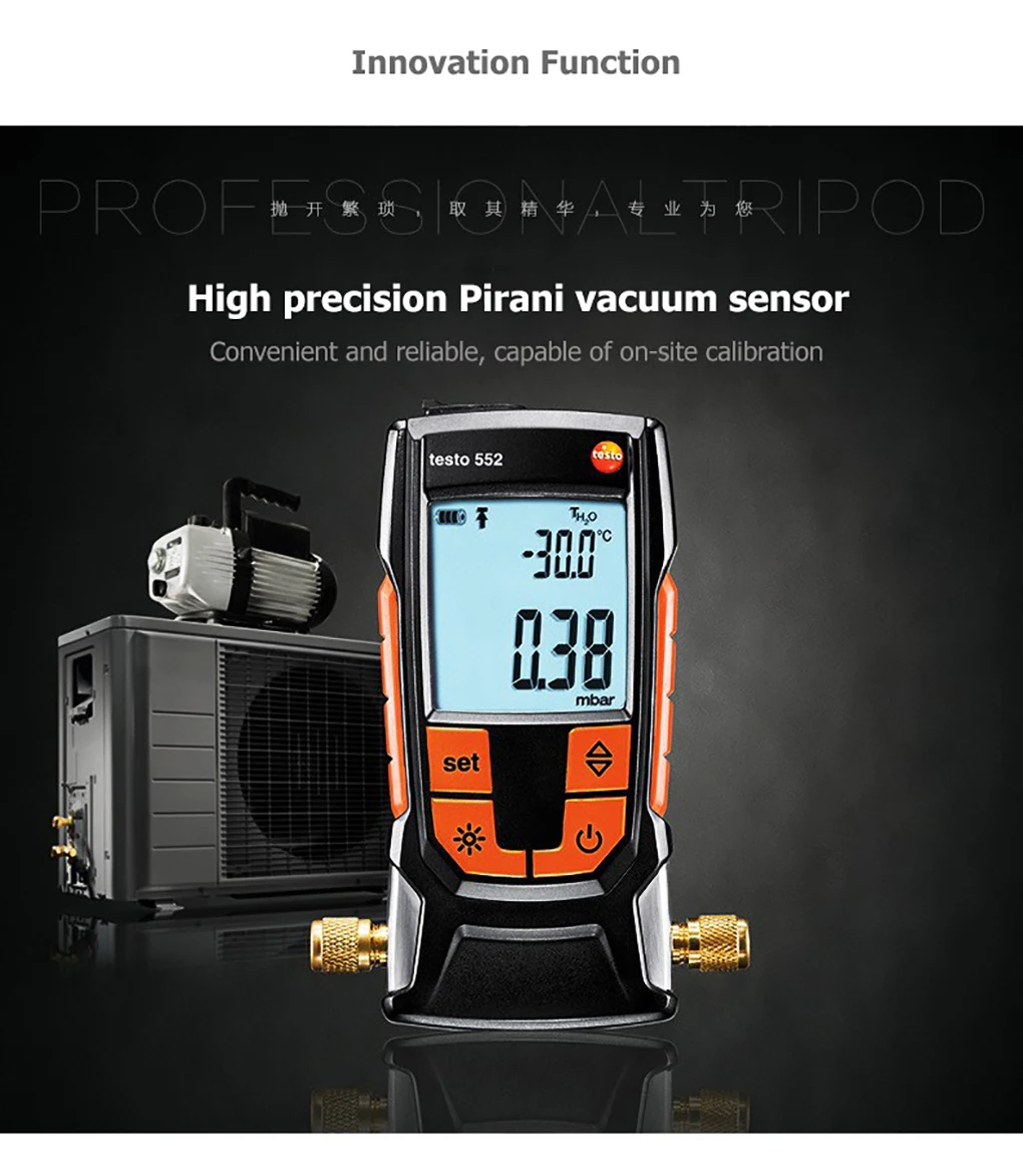 Testo 552 Digital Vacuum Gauge High Precision Vacuum Measuring Instrument Electr