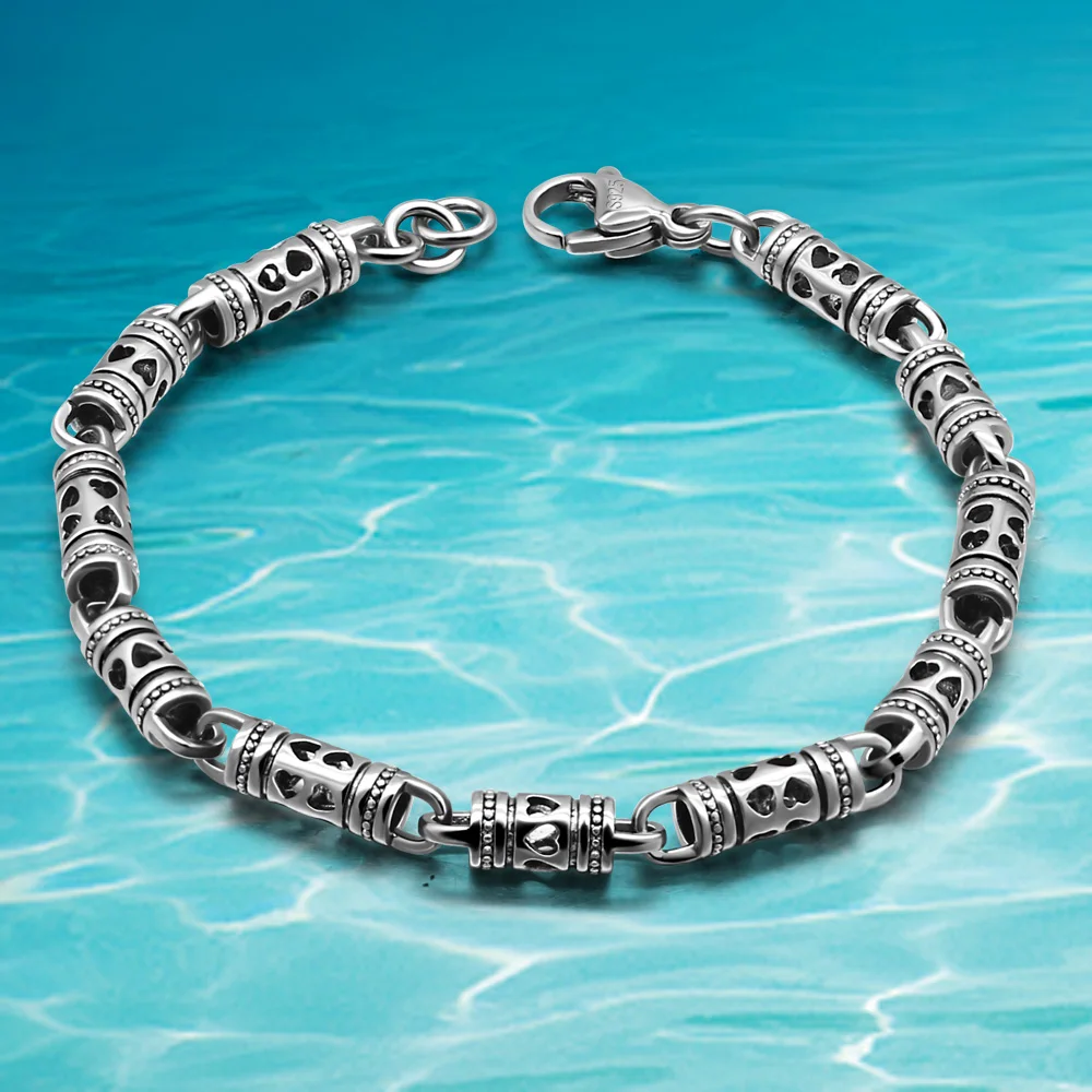 

Popular Men's Chain 925 Sterling Silver Bracelet For Men Fashion Vintage Engraved Hollow Men's Bracelet Woman Fine Jewelry Gift