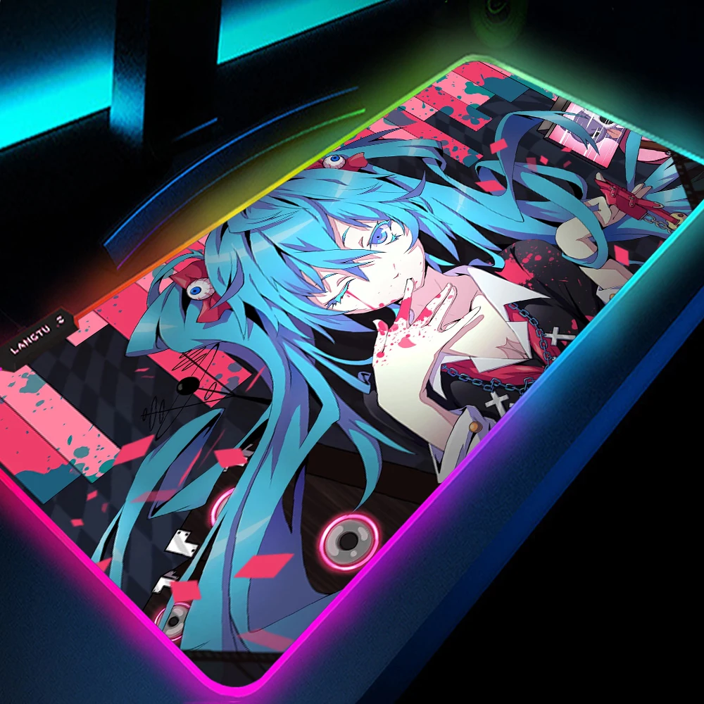 

Setup Gamer Backlight Mat Led Rubber Pads Cute Kawaii Computer Accessories XXL Deskmat 700x300 Pad with Its Print PC Art Playmat