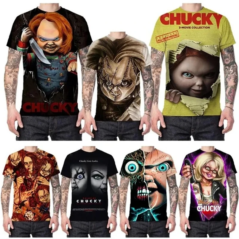 

Новинка, футболки с 3D принтом из фильма «Невеста Чаки», топы с коротким рукавом для мужчин и женщин, футболки с графическим принтом, популярная крутая детская футболка