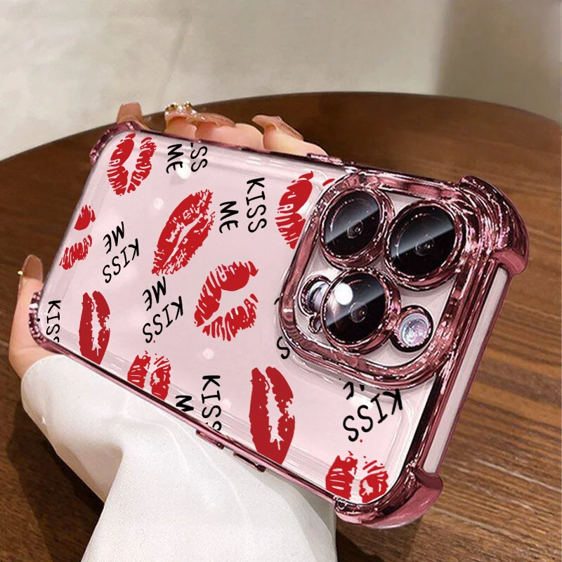 Plating Lips Kiss Pattern Phone Case Cover