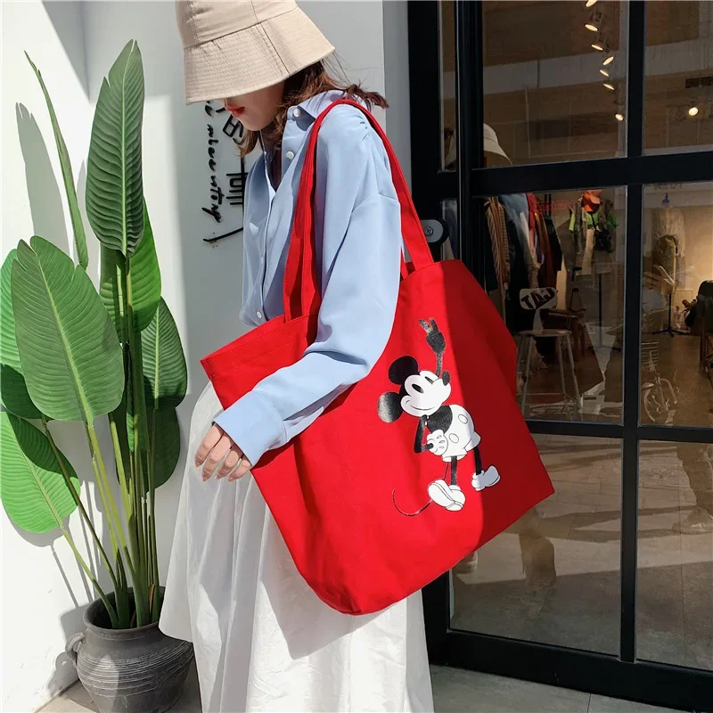 cartoon lady shoulder bag High capacity mickey mouse canves handbag cartoon shopping bag Disney big bag 2
