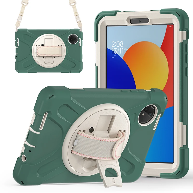 Durable 360° Rotating Tablet Case with Kickstand & Shoulder Strap