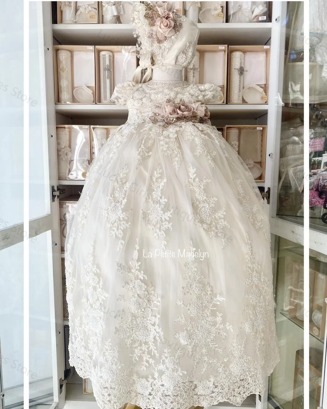 Ivory Lace Christening Gown 6