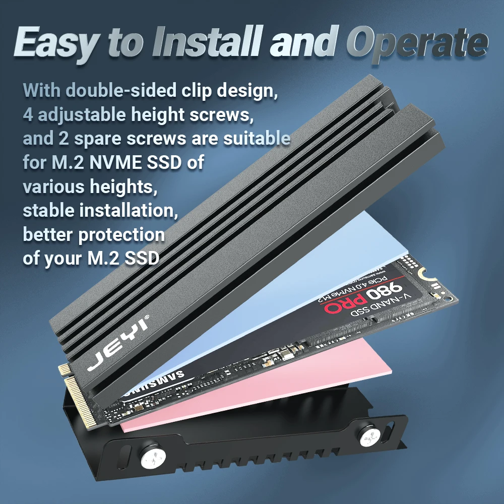 Dissipador Ssd Nvme Ngff Refrigerador de Alumínio Radiador com Almofada de Silicone Térmica para pc Ps5 Pcie 2280 Ssd Icold007 Jeyi-m.2 - Imagem 3