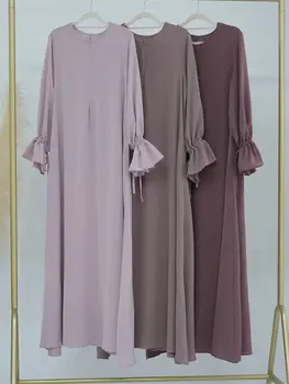 Eid Muslim Kaftan Plain Modest Under Dresses Abaya Dubai 2024 Palestine Women Arabic Islamic Clothing Caftan Marocain Musulmane