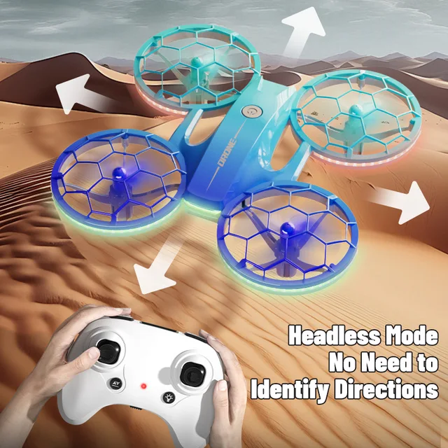 H127 Mini Drone UFO Quadcopter Remote Control Helicopter RC Dron One-key Landing Fall-Resistant UAV Colorful Lighting Stunt Gift 2