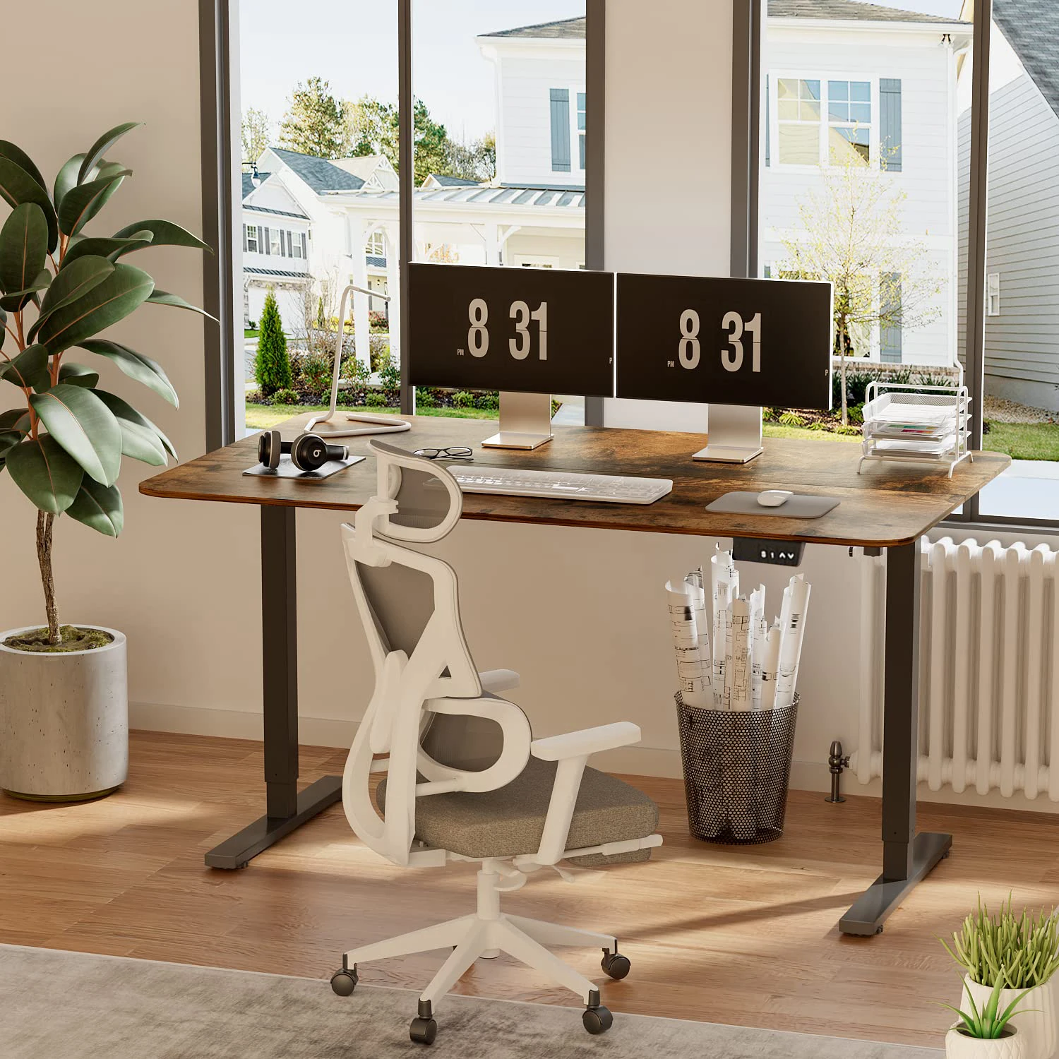 Standing Desk Lifting Desk Electric Height Adjusted Ergonomics Standing Desk Up and Down Leg Load Weight about 60kg