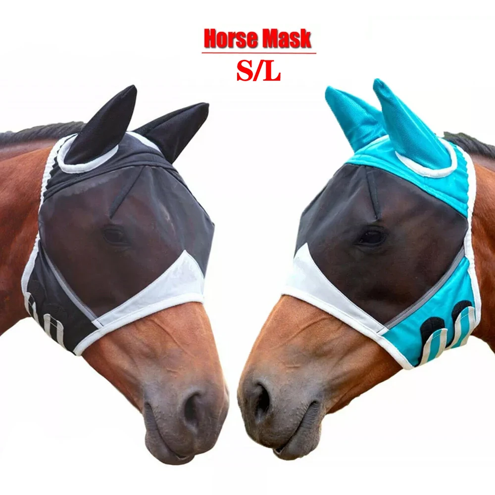 

Equestrian Supplies Horse Mask Horse Face Anti-Mosquito Cover Anti-Flyworms Insect Breathable Stretchy Knitted Mesh Protect Mask