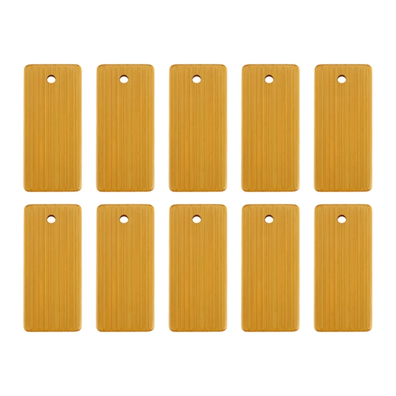 100Pcs 45X20mm Rectangle Tags For Keychain Rings, Bamboo Unfinished Wood Key Ring Tag