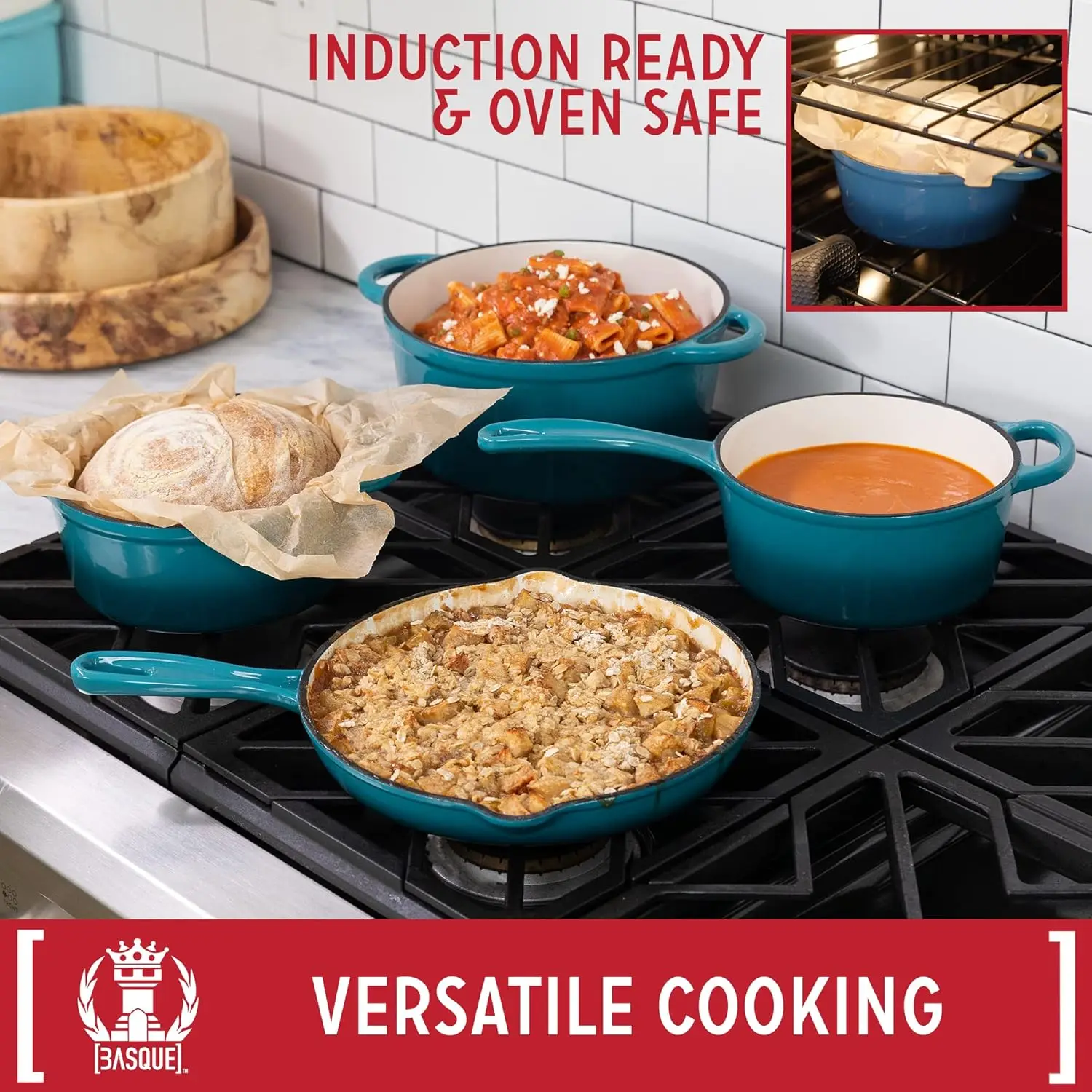7-Piece Enameled Cast Iron Cookware Set – Biscay Blue Short Description: 4
