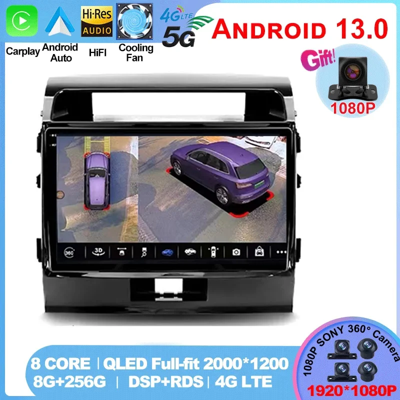 

For Toyota Land Cruiser 200 2007 - 2015 10.1 Inch Android Car Radio Multimedia Player Navigation GPS Wireless Carplay DSP Wifi