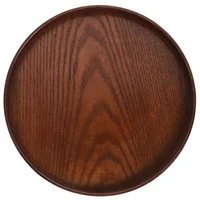 Wooden Round Tray Serving Plate Cake Rustic Coffee Table Fruit Food Board Decor 1