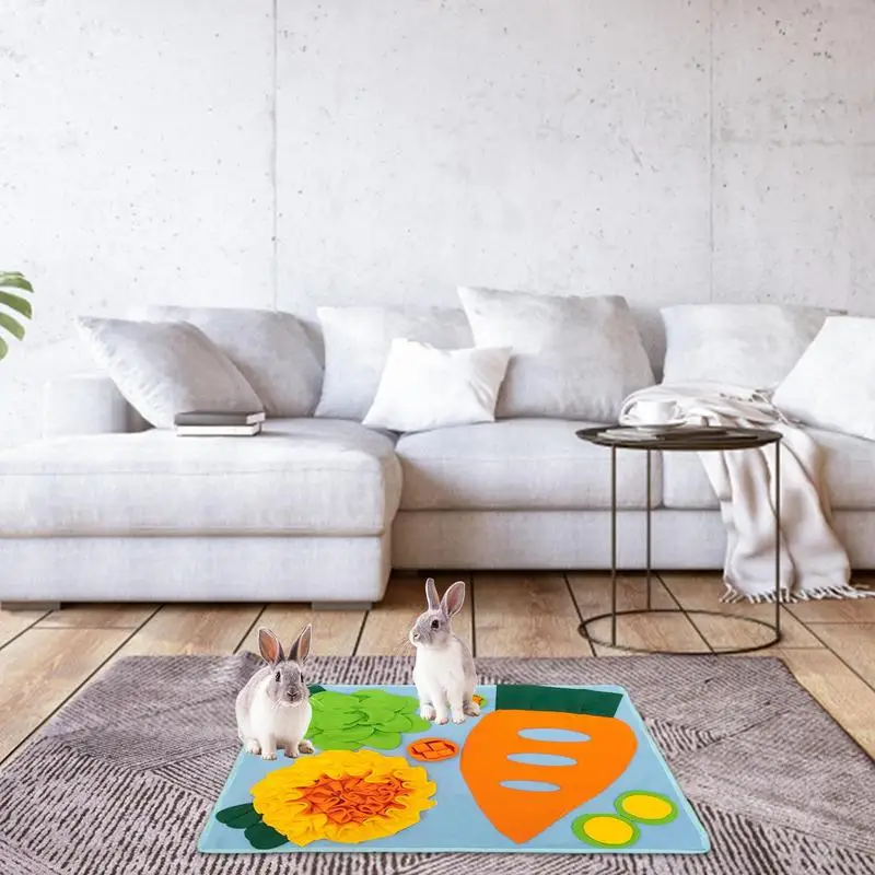Foraging Mat For Bunnies Polar Fleece Bunny Hay Feeder Stimulation Feeding Mat Slow Feeder Puzzle Toy Washable Washable For Pupp